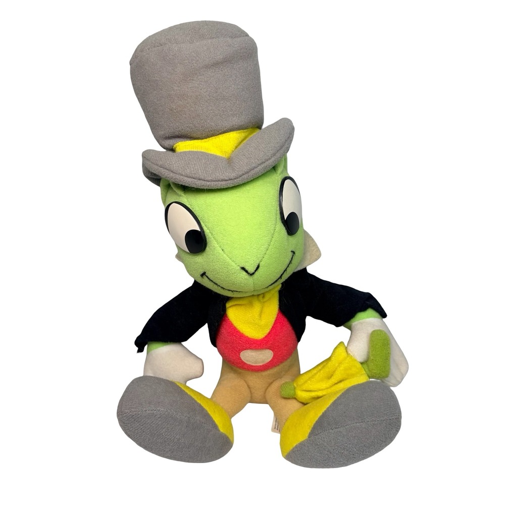 Vintage Disney Store Jiminy Cricket Plush Pinocchio Toy w/ Hat & Umbrella10"
